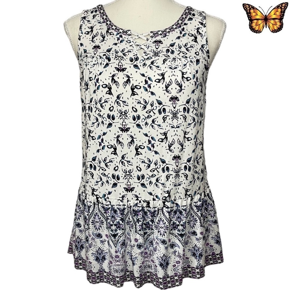 Ricki's Sleeveless Peplum Hem Floral Print Top Size Small